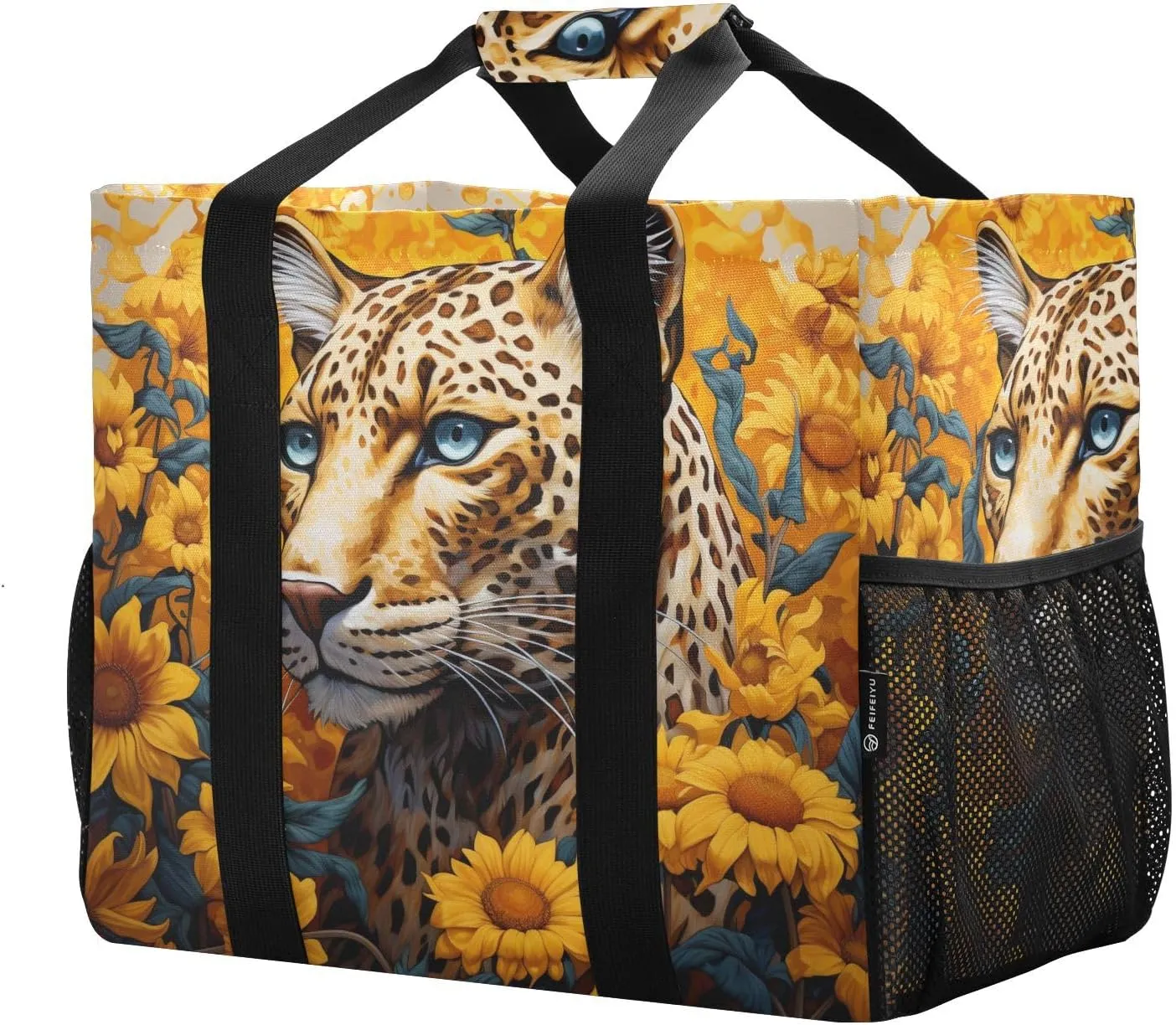 ALAZA Blooming Sunflowers Blue Sky Blue Butterflies Waterproof Beach Tote Bags