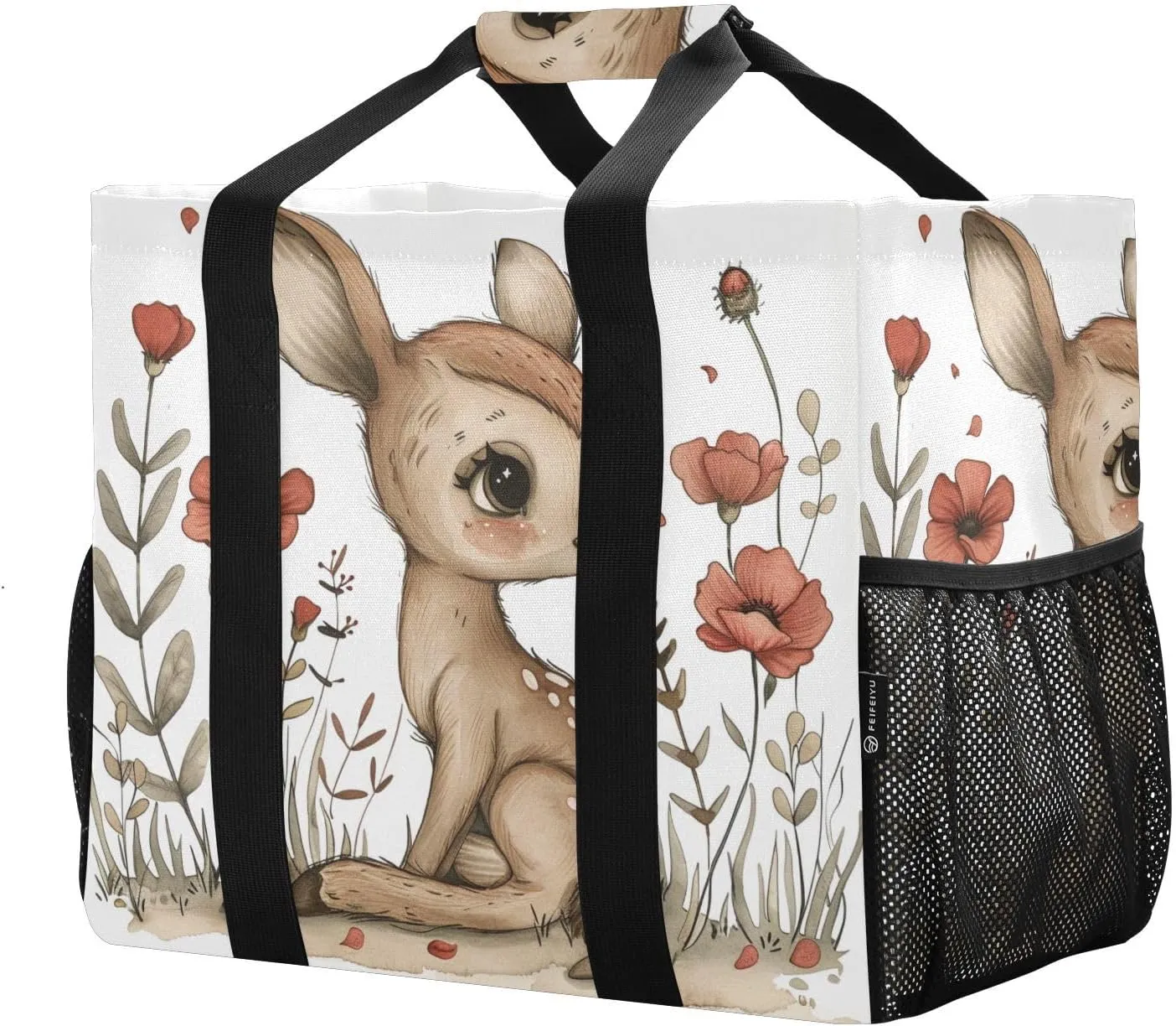 ALAZA Boho Owl Flower Waterproof Beach Tote Bags