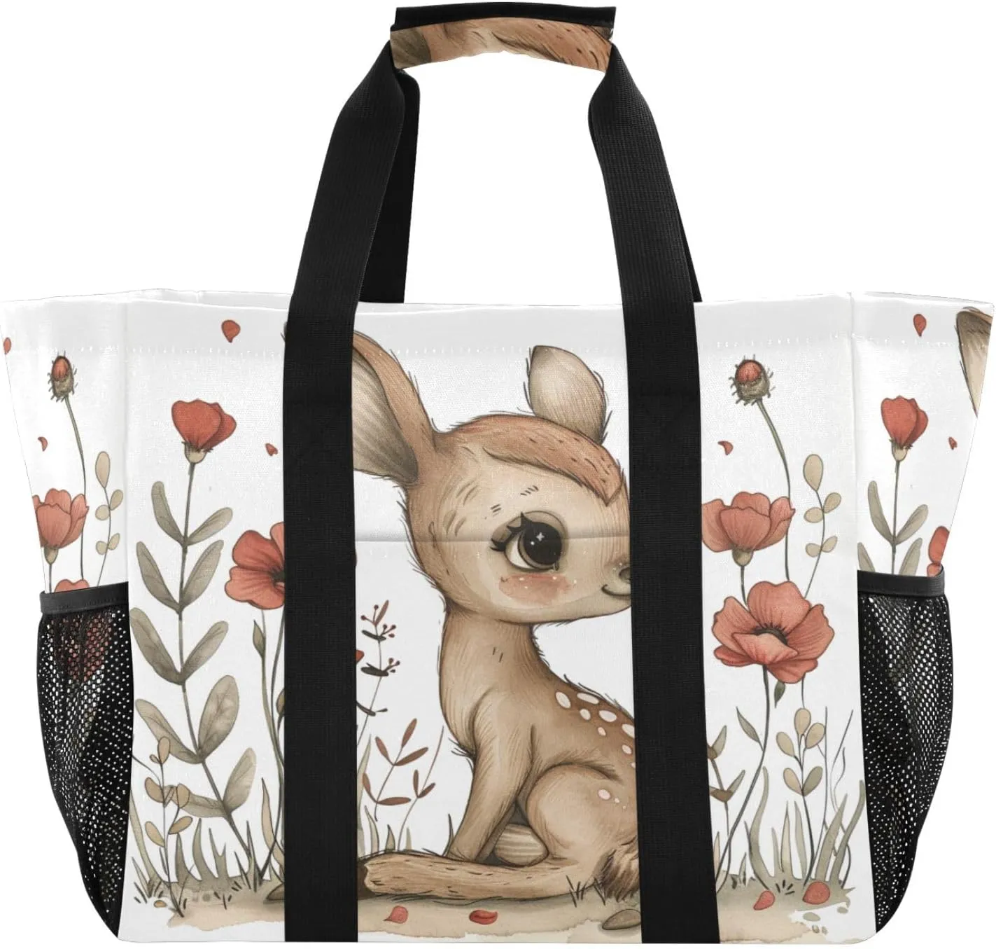 ALAZA Boho Owl Flower Waterproof Beach Tote Bags