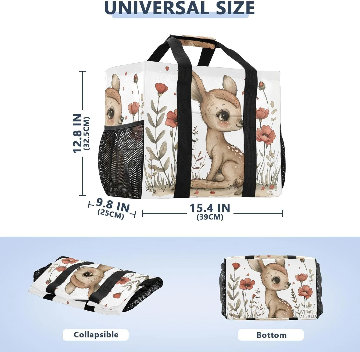 ALAZA Boho Owl Flower Waterproof Beach Tote Bags