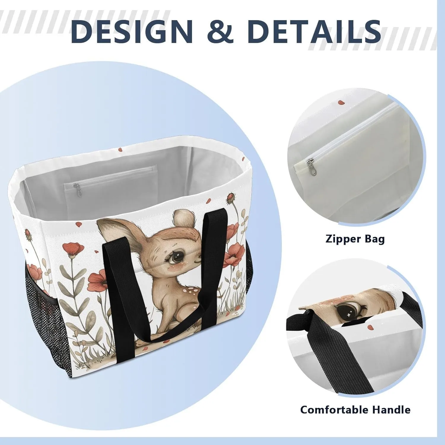 ALAZA Boho Owl Flower Waterproof Beach Tote Bags