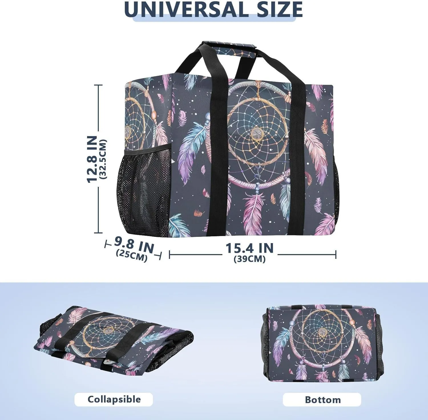 ALAZA Butterflies Stars and Dreamcatcher Waterproof Beach Tote Bags