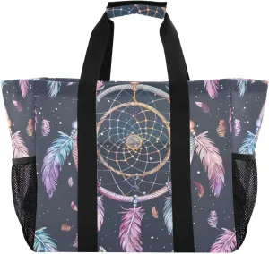 ALAZA Butterflies Stars and Dreamcatcher Waterproof Beach Tote Bags