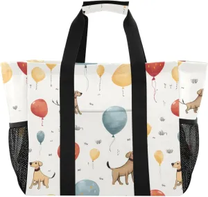 ALAZA Cute Funny Dogs Waterproof Beach Tote Bags