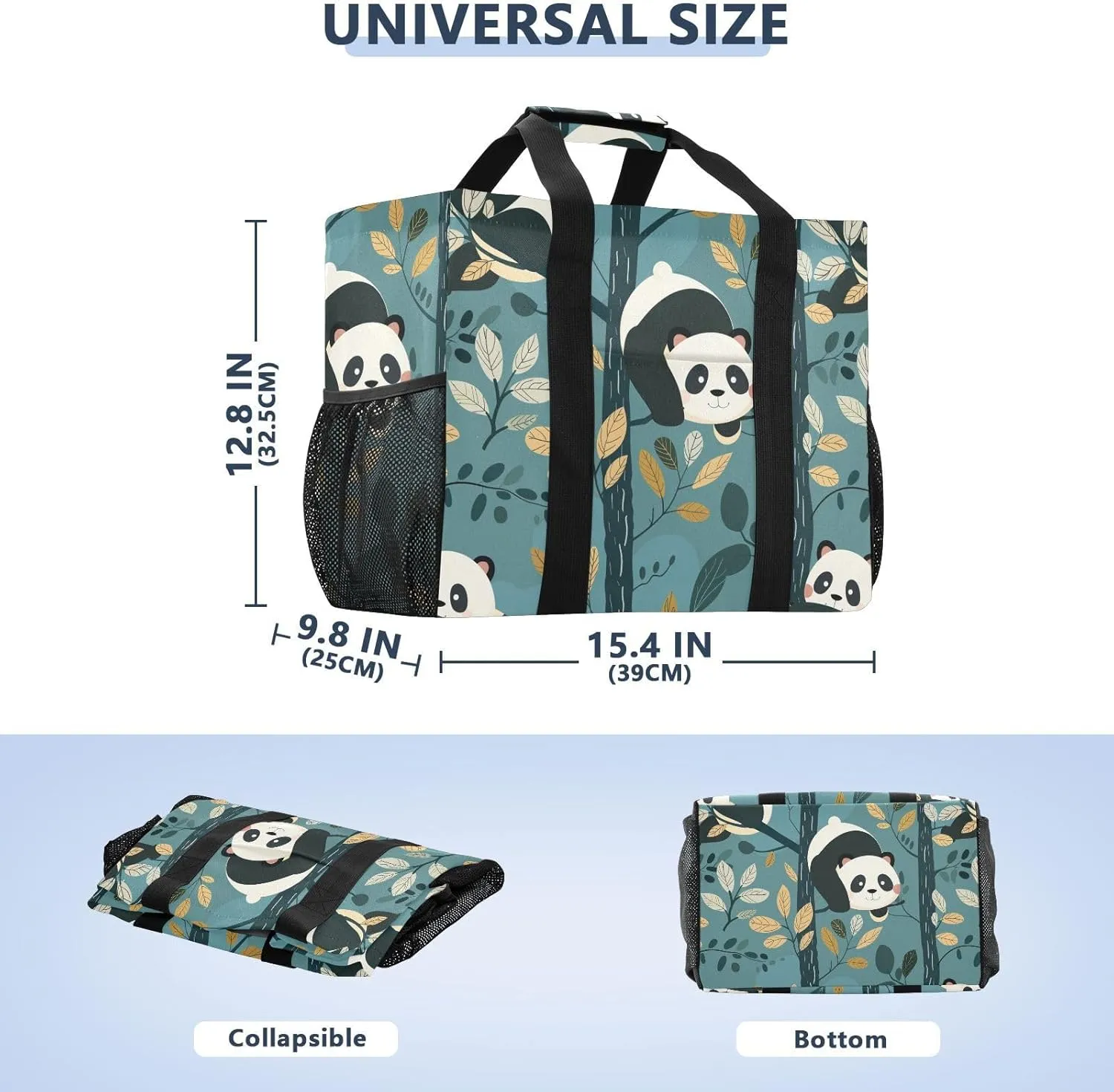 ALAZA Cute Panda and Star on Pink Waterproof Beach Tote Bags