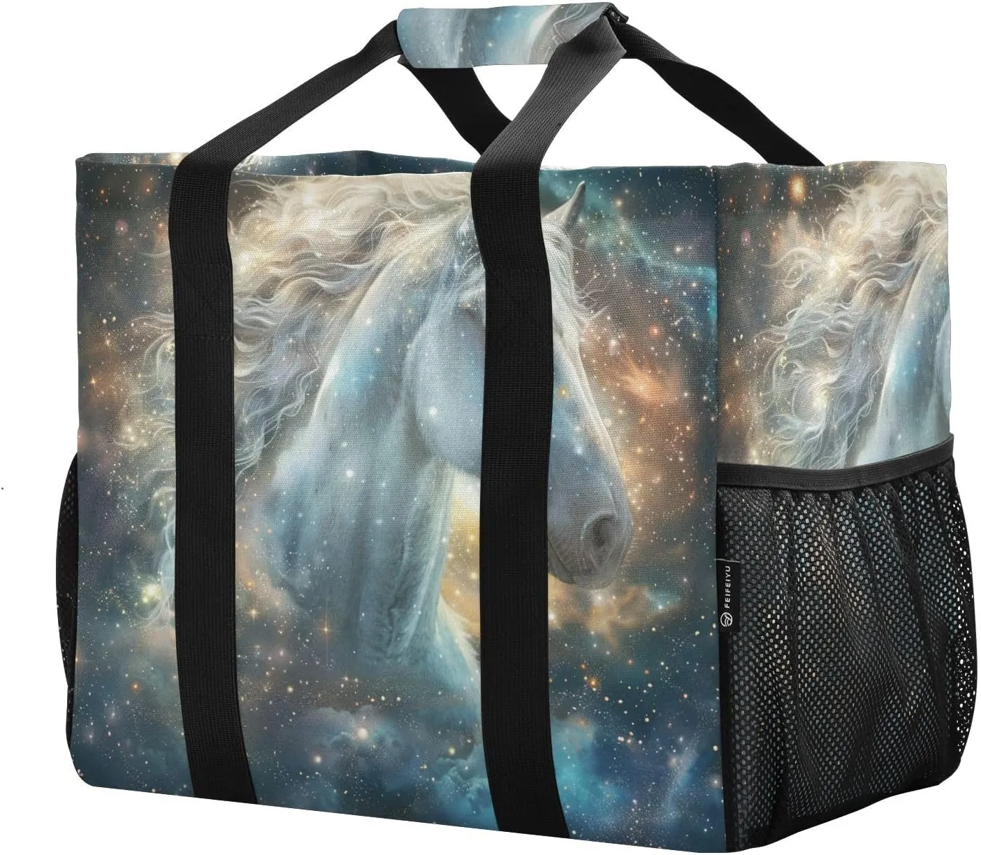 ALAZA Horse with Butterfly Waterproof Beach Tote Bags