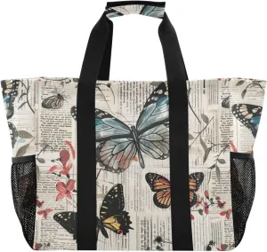 ALAZA Many Carttoon Rooster with Egg Waterproof Beach Tote Bags