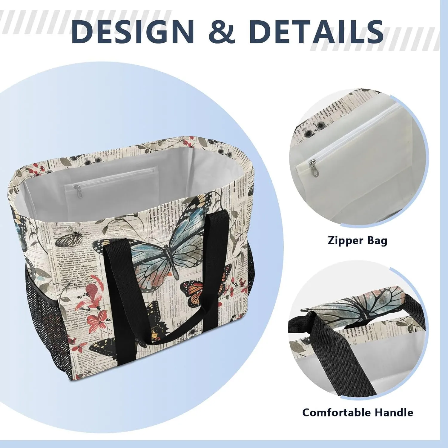 ALAZA Many Carttoon Rooster with Egg Waterproof Beach Tote Bags