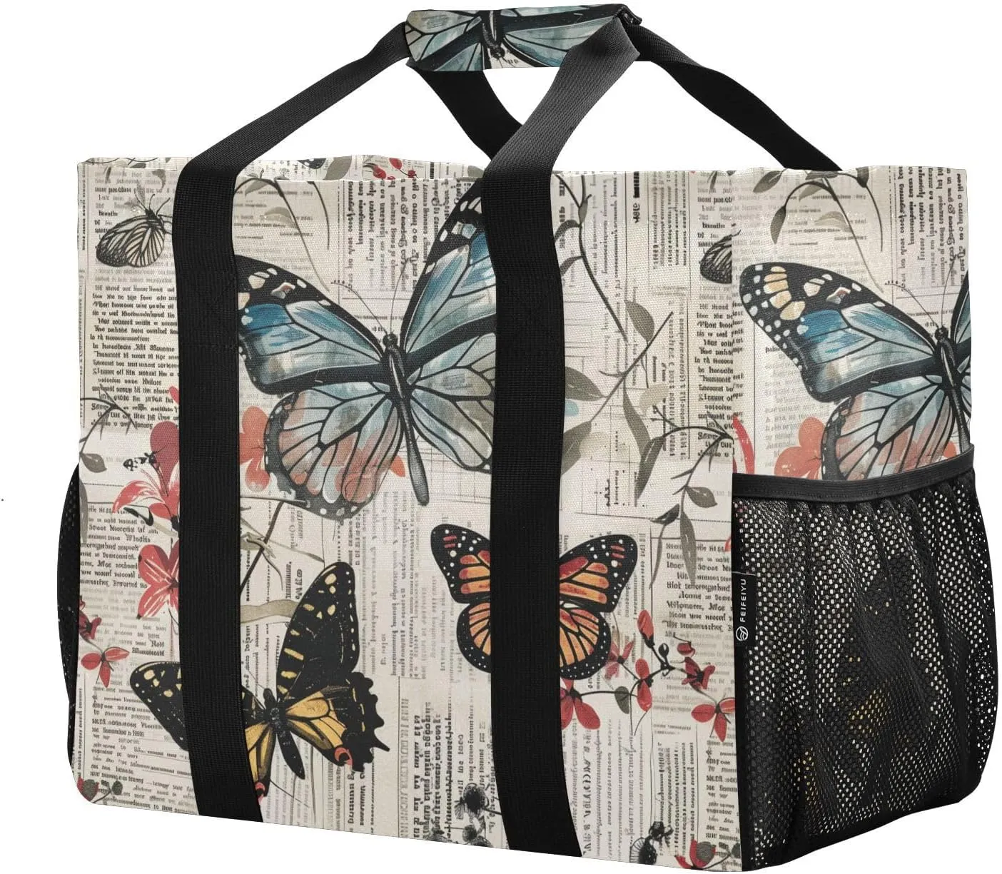 ALAZA Many Carttoon Rooster with Egg Waterproof Beach Tote Bags