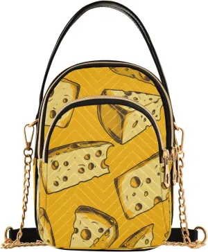 ALAZA Quilted Crossbody Bags for Women,Cheese Color Pattern Women's Crossbody Handbags Small Travel Purses Phone Bag