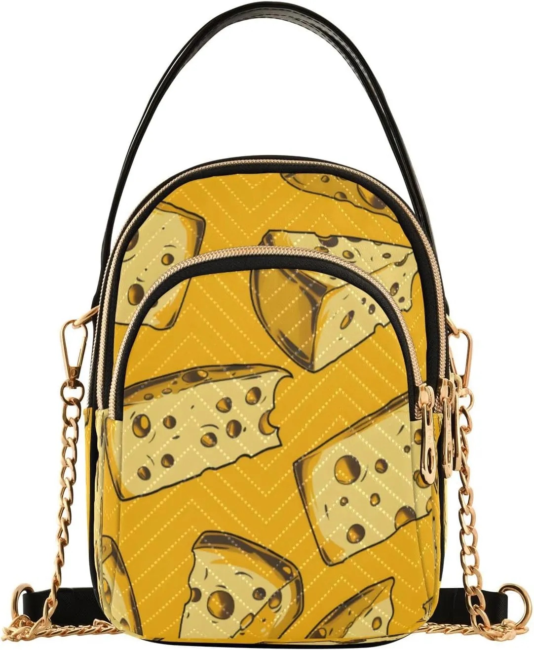 ALAZA Quilted Crossbody Bags for Women,Cheese Color Pattern Women's Crossbody Handbags Small Travel Purses Phone Bag