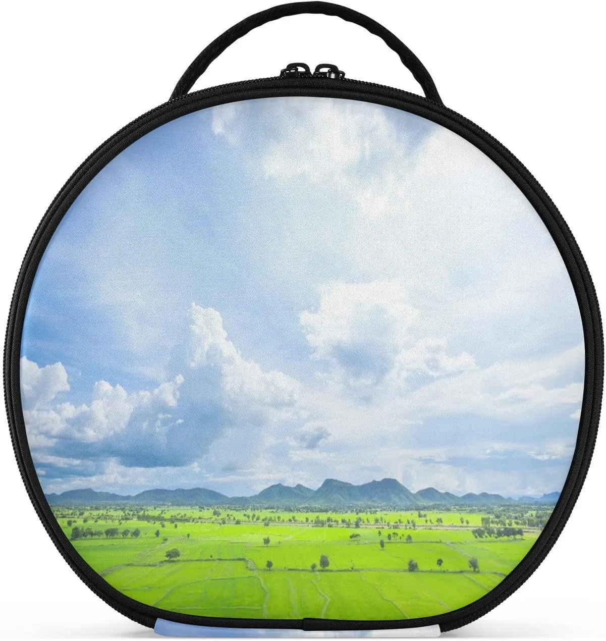 ALAZA Rice Paddy Fields and Mountains Behind the Clouds Covered the Sky Travel Make Up Organizer Cosmetic Brush Bags Case