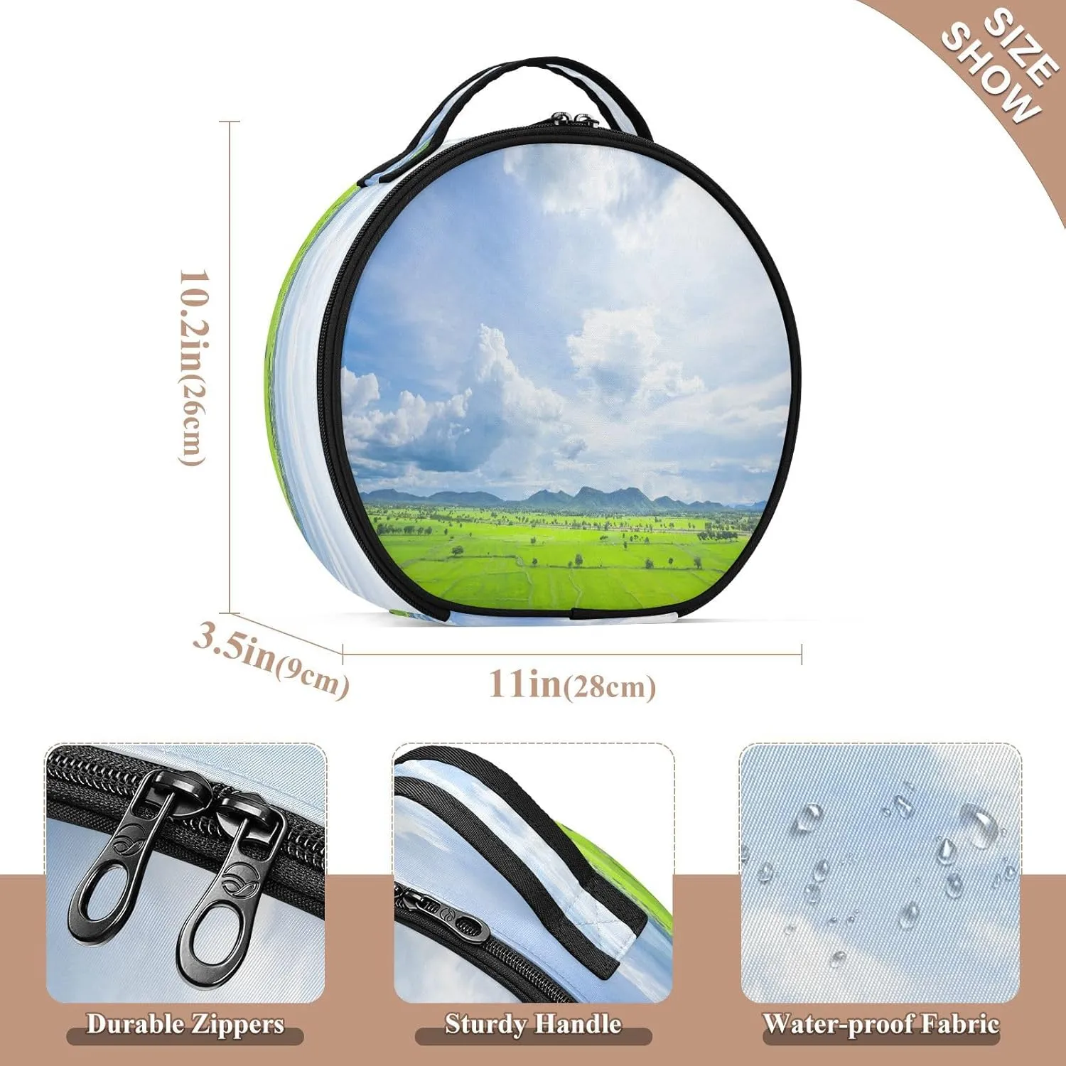 ALAZA Rice Paddy Fields and Mountains Behind the Clouds Covered the Sky Travel Make Up Organizer Cosmetic Brush Bags Case