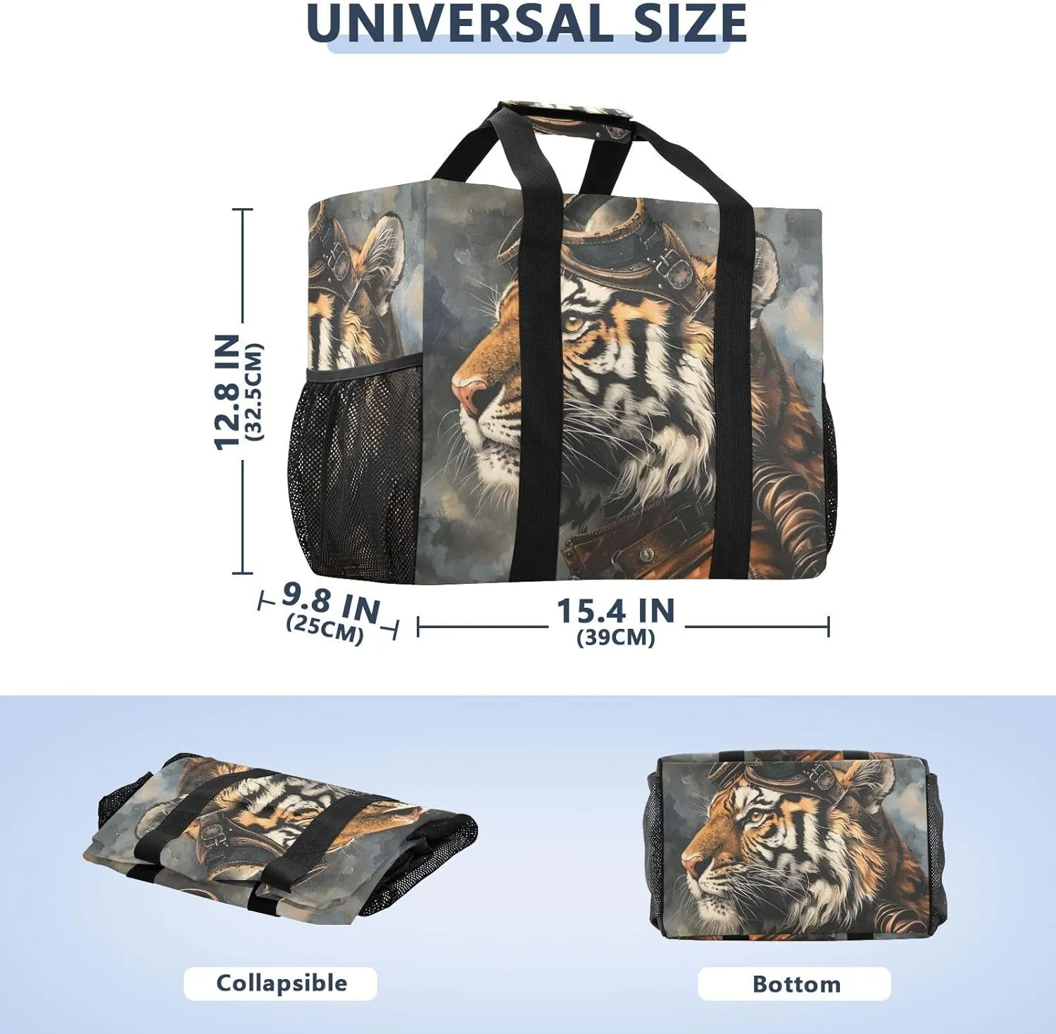 ALAZA Rooster Sun Sunflower Waterproof Beach Tote Bags