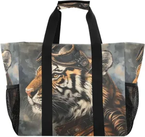 ALAZA Rooster Sun Sunflower Waterproof Beach Tote Bags