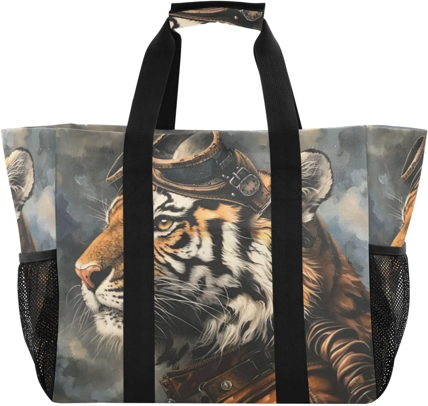 ALAZA Rooster Sun Sunflower Waterproof Beach Tote Bags