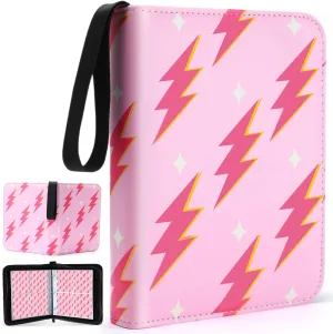 Aliceset Card Binder for Girls Gifts 4 Pocket with 55 Sleeves 440 Cards Collectible Trading Binder Case Cute Album Holder Book for Game Sports Collection Organizer Supply(Pink Lightning)
