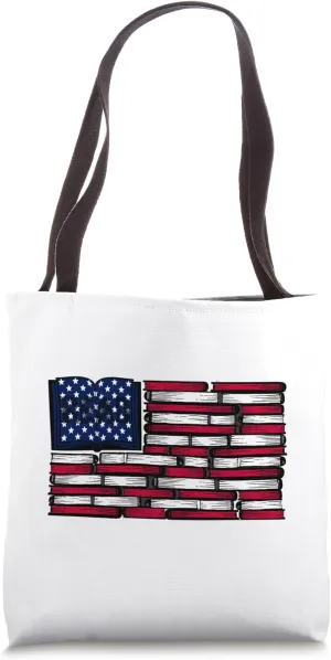 America US Flag Books Library Reading For Book Lover Reader Tote Bag