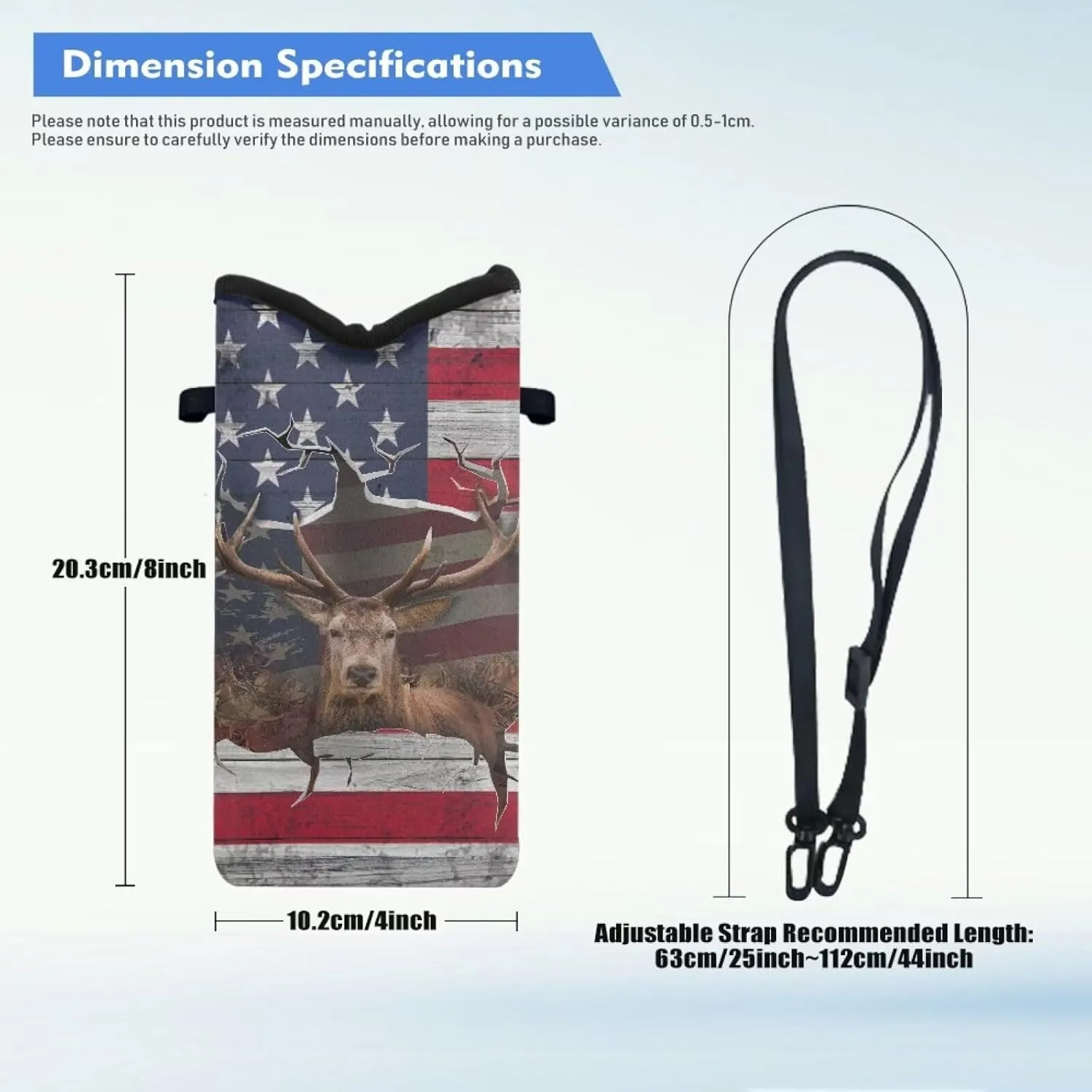 American Flag Elk Print Universal Crossbody Phone Pouch with Adjustable Strap Compact Mini Shoulder Cell Phone Bag for Women Men Mobile Phone Bag