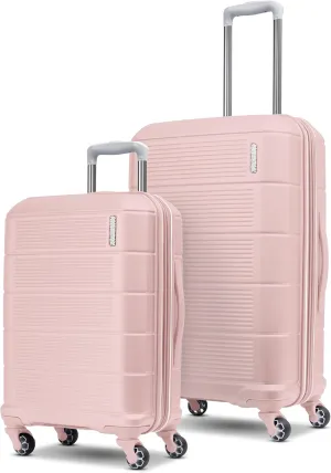 American Tourister Stratum 2.0 Expandable Hardside Luggage with Spinner Wheels, 2-Piece Set 20/24, Pink Blush