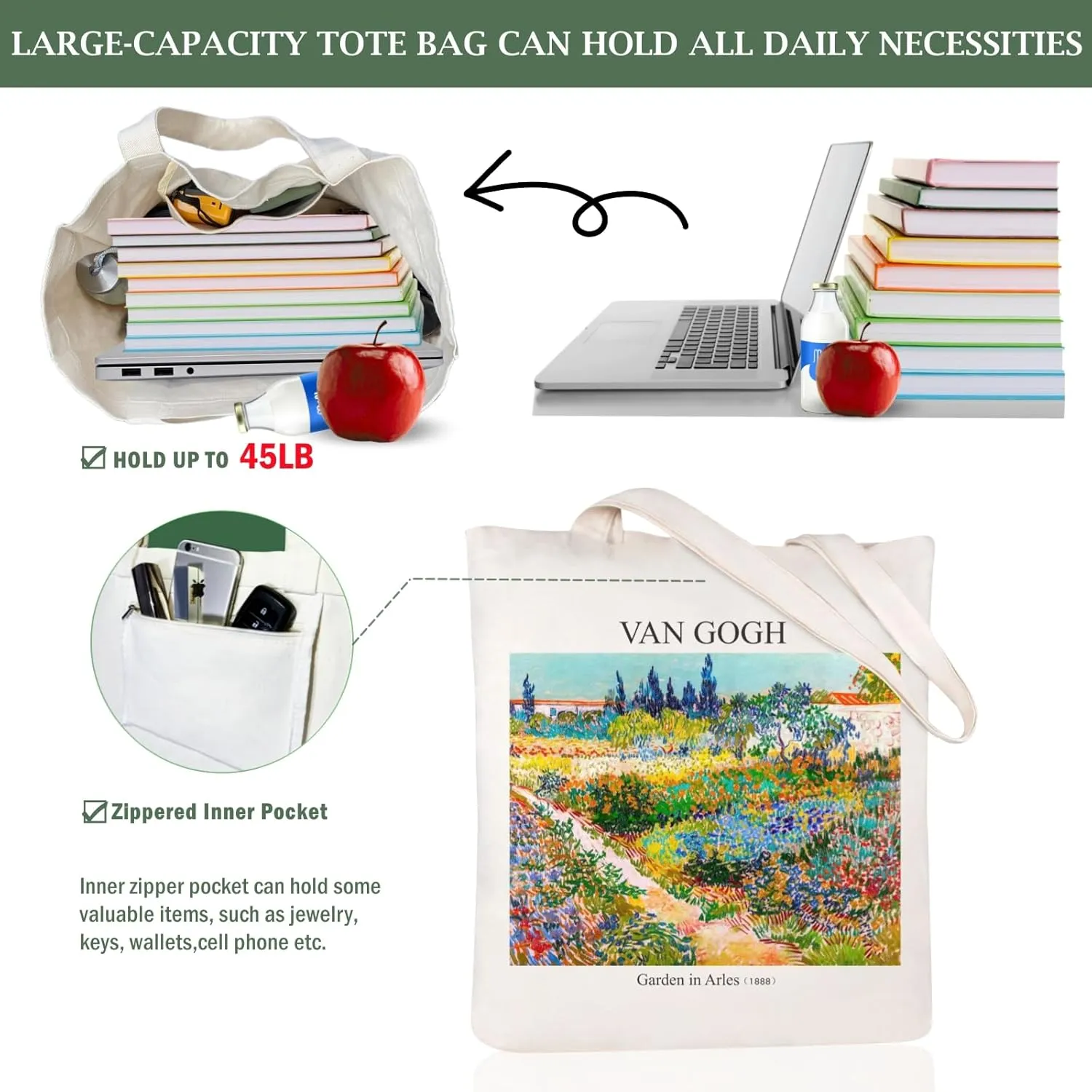 Andeiltech Canvas Tote Bag Aesthetic Cute Vintage Tote Bags Book Shoulder bag Gifts Reusable Grocery Bags for Women