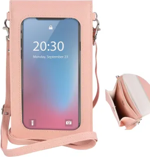 Ansxiy Pink Touchscreen Phone Purse Crossbody (Black)