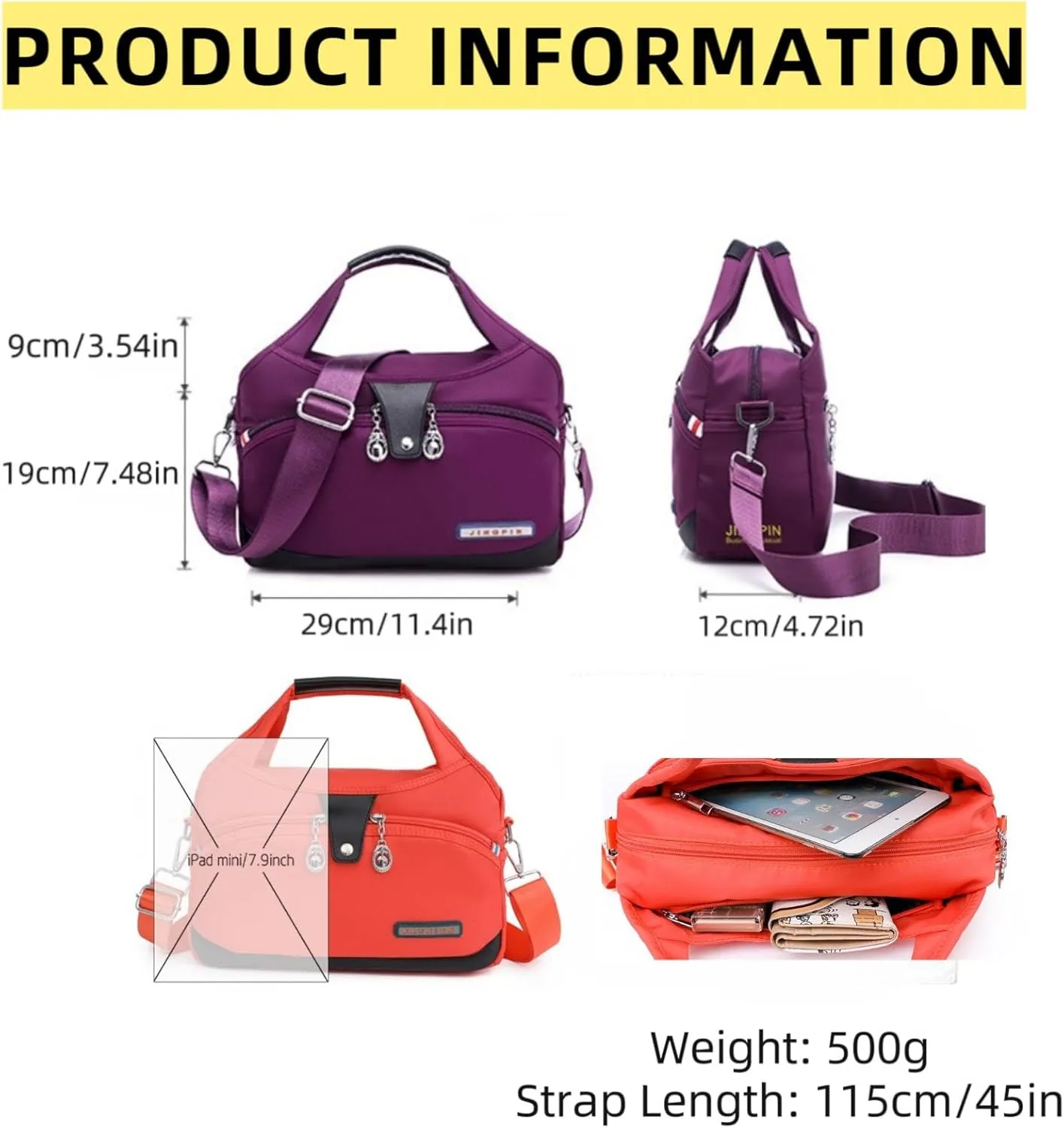 Anti Theft Crossbody Bags for Women, Crossbody Bags for Women, Shoulder Bags, Handbag, Oxford Cloth Satchel, Multiple Pockets