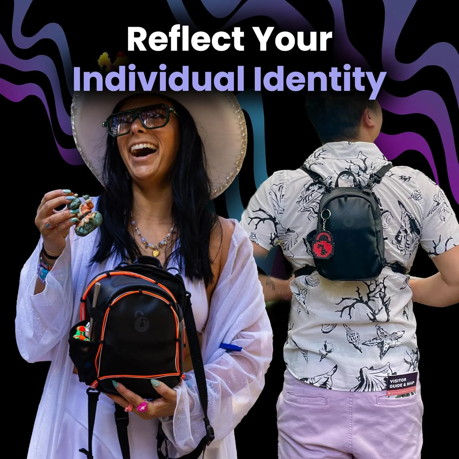 Anti Theft Mini Pack – Mini Backpack with Locking Zipper Clips For Light Packing Secure Storage During Festivals, Raves, and Travel – Anti Theft Back Pack for Women and Men