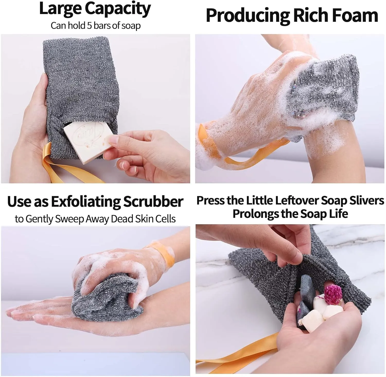 Antimbee 9-Packs Soap Bags, Soap Exfoliating Saver, Body Scrubber Shower Sponge for Shower or Bath, Loofah Sponge Gray Mesh Bar Soap Pouch
