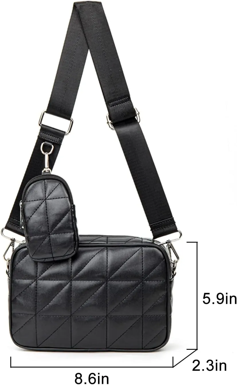 AOCINA Quilted Crossbody Bags for Women with Coin Purse Soft Leather Crossbody Purse Small Shoulder Handbags