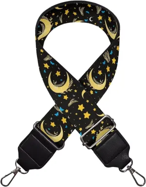 Aqua Floral Black Women's Bag Strap Adjustable Shoulder Strap Blossom Flower Purse Strap for Crossbody Bag