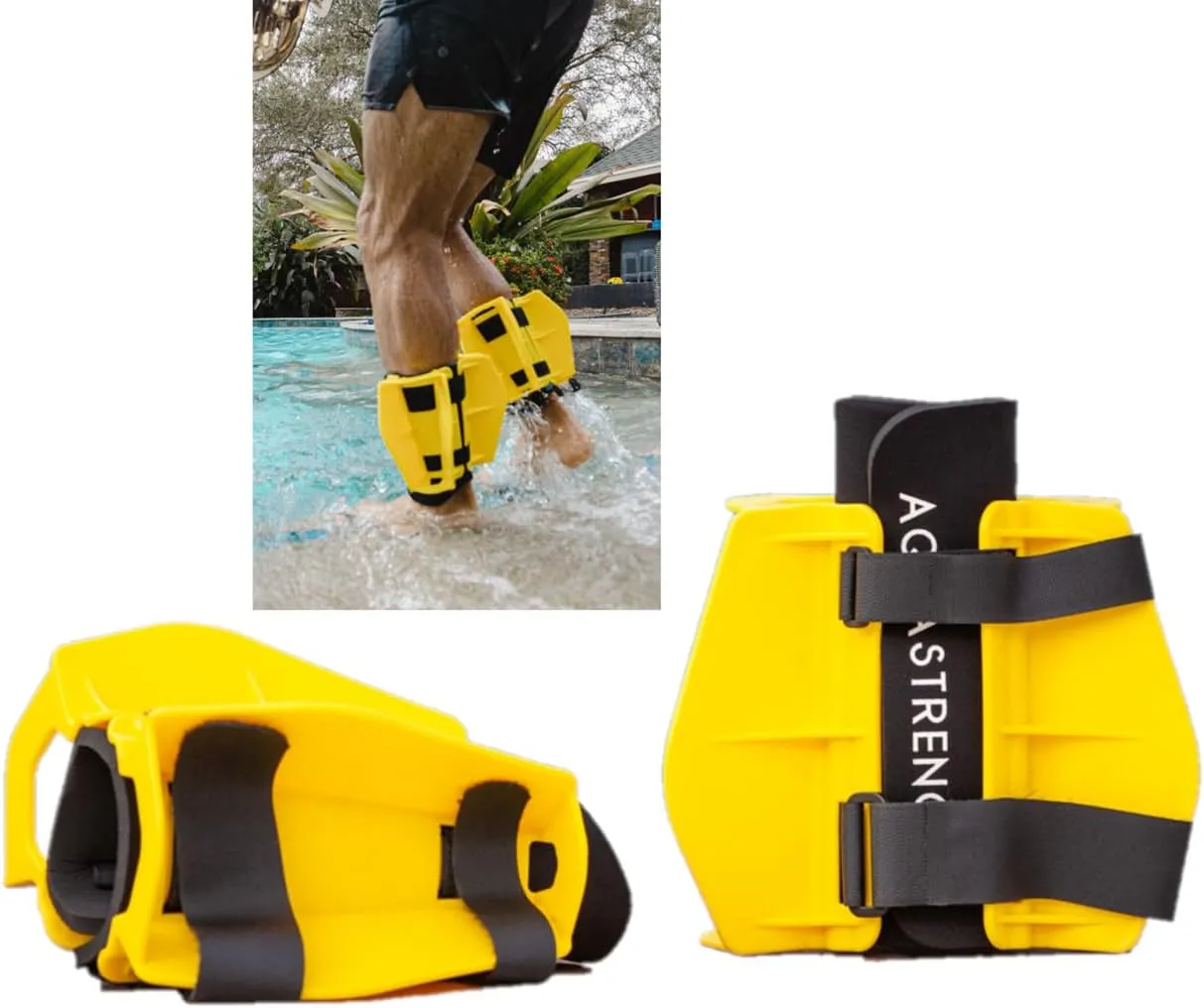 Aquatic Resistance Fins | Increase Drag for Strength & Toning | Pool Fitness Water Leg Weights | Lower Body Pool Weight | Quick Start Guide and Online Programs.