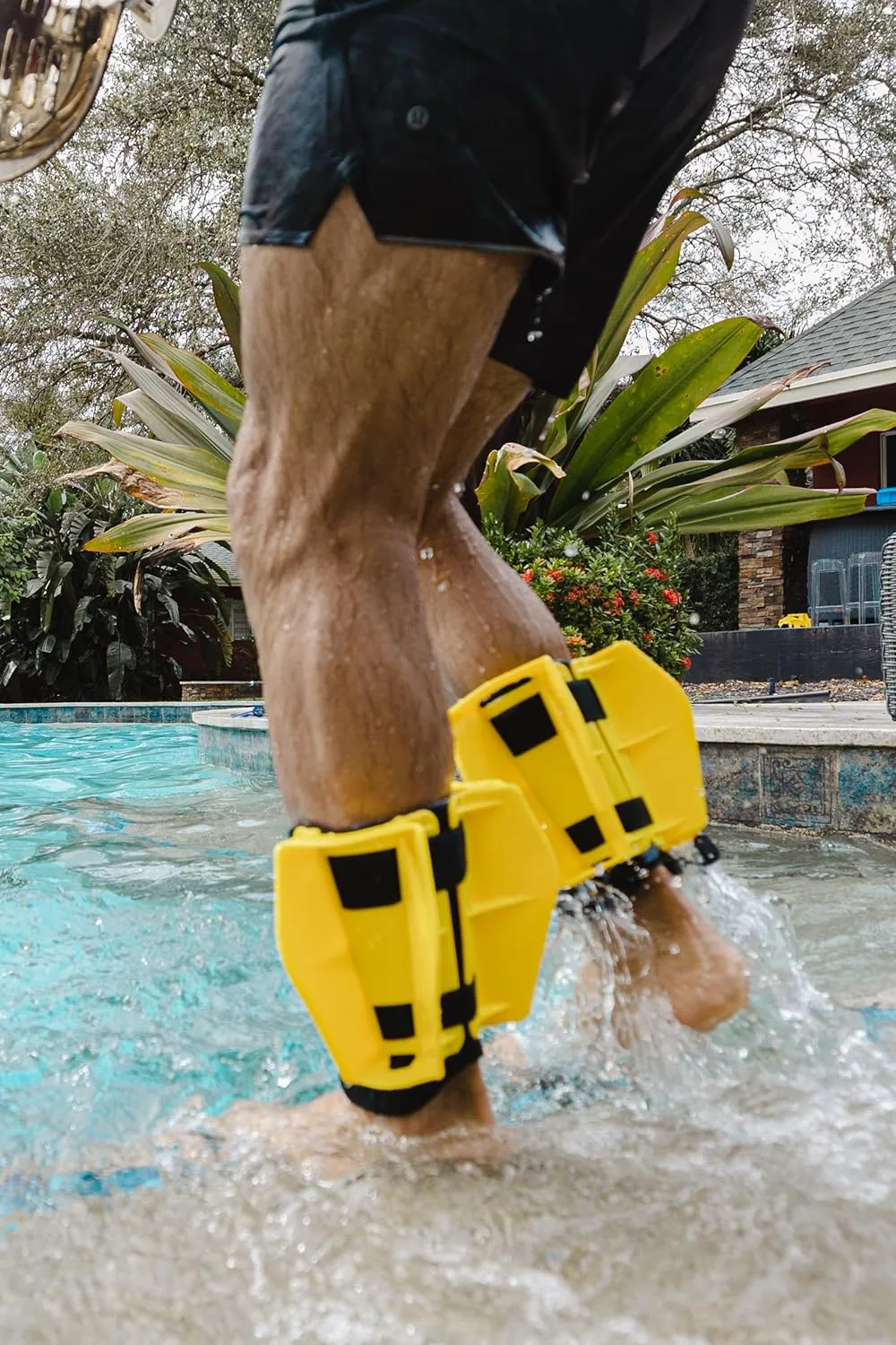 Aquatic Resistance Fins | Increase Drag for Strength & Toning | Pool Fitness Water Leg Weights | Lower Body Pool Weight | Quick Start Guide and Online Programs.