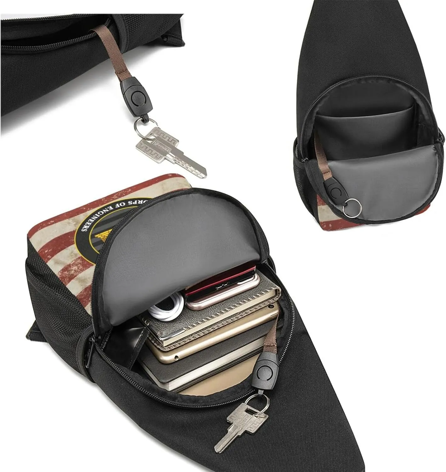 Army Corps of Engineers USACE Sling Bag Crossbody Backpack Shoulder Casual Daypack Bags for Men