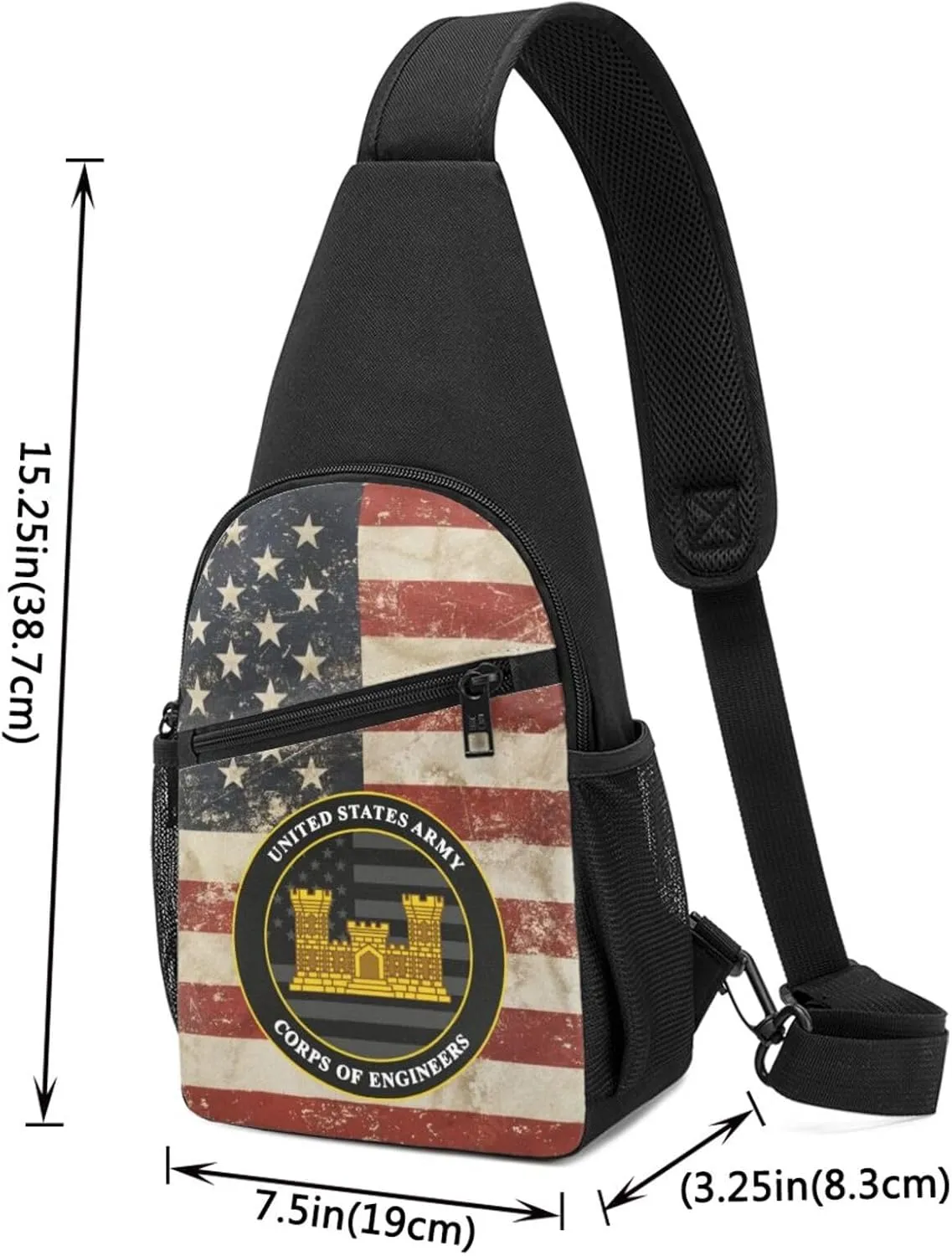 Army Corps of Engineers USACE Sling Bag Crossbody Backpack Shoulder Casual Daypack Bags for Men