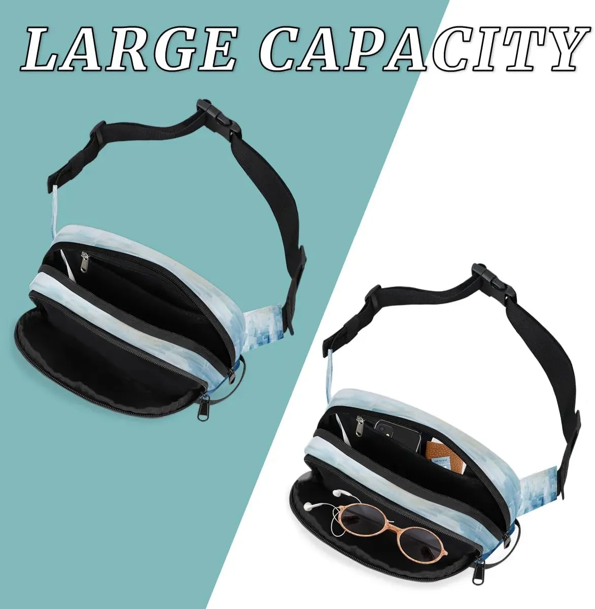 Art Abstract Patterns Fanny Packs for Women Men Waterproof Waist Bag with Adjustable Strap Belt Bag for Travel Running Hiking