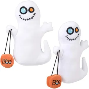 ArtCreativity Ghost Plush Halloween Toys, Set of 2, Soft Stuffed Toys with Colorful Eyes & Basket, Fun Halloween Party Favors for Kids, Great for Spooky Events, Photo Booth Props, and Decorations