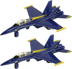 ArtCreativity Jumbo Diecast F-18 Blue Angel Jets with Pullback Mechanism, Set of 2, Diecast Metal Jet Plane Fighter Toys for Boys, Air Force Military Cake Decorations, Aviation Party Favors