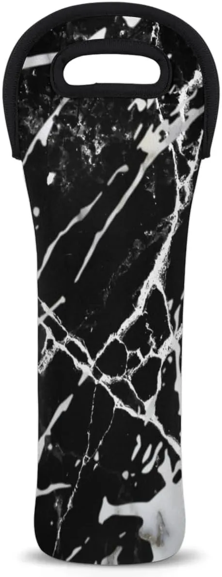 Artificial Marble Wine Carrier Tote Bag Insulated Neoprene Wine Bag Tote Single Bottle Protective Travel Bag Beer Wine Cooler Bag with Secure Carry Handle 750 ml Wine Gifts for Women Men