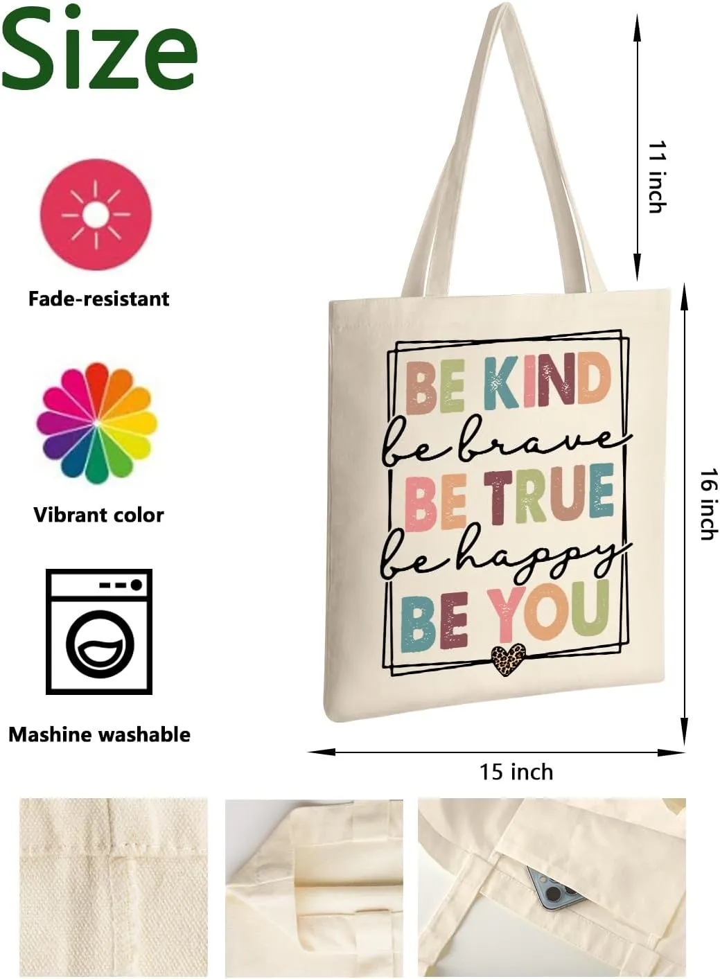 AUSVKAI Canvas Tote Bag Aesthetic for Women, Cute Cloth Cotton Bags for College Shopping Beach Grocery and Trendy Gifts
