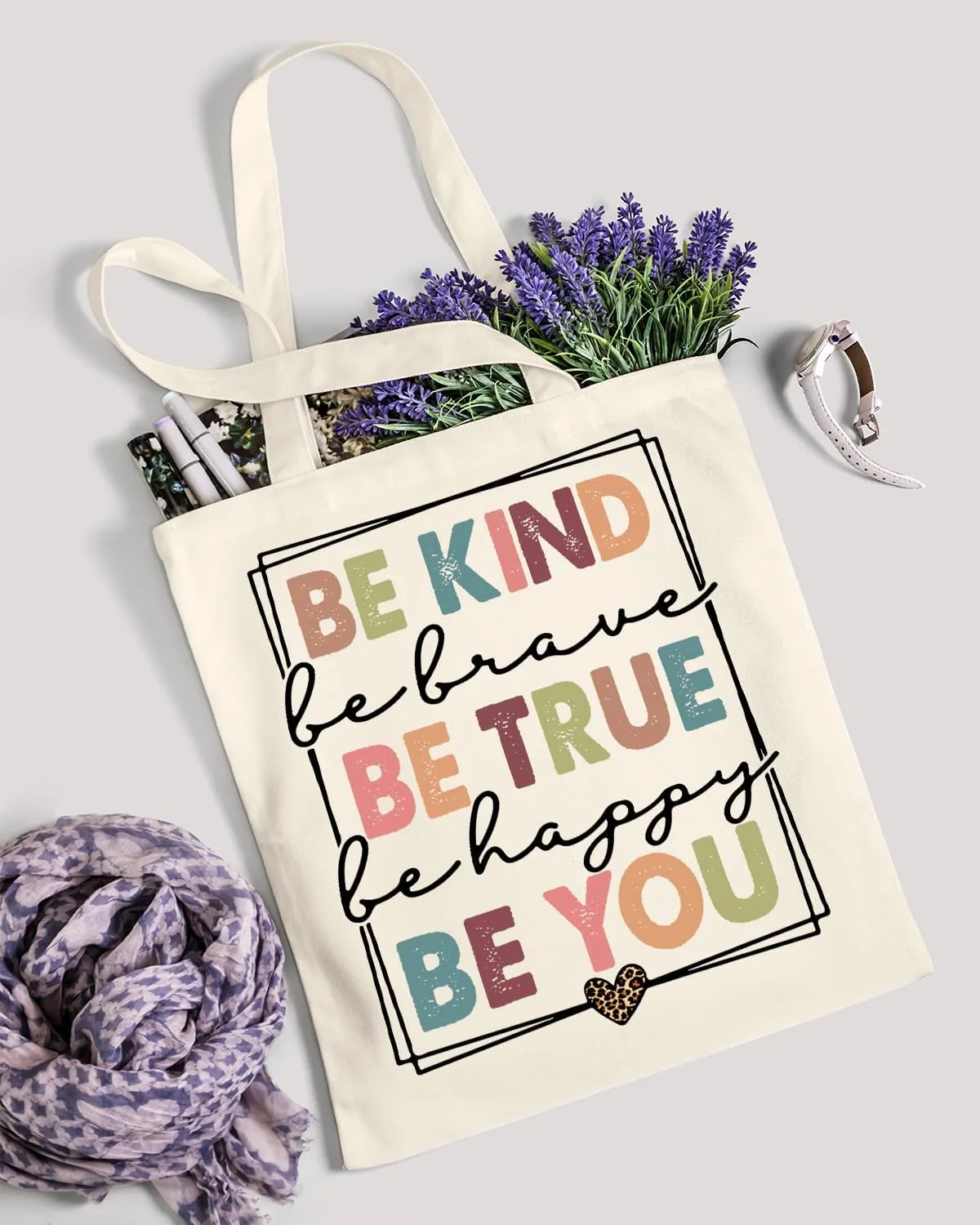 AUSVKAI Canvas Tote Bag Aesthetic for Women, Cute Cloth Cotton Bags for College Shopping Beach Grocery and Trendy Gifts