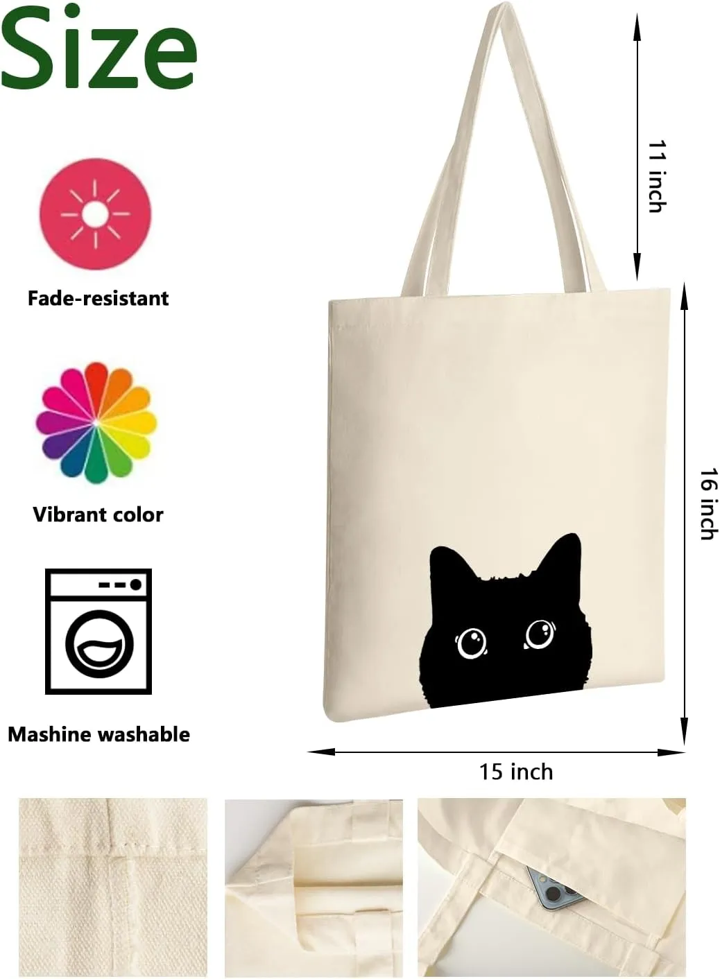 AUSVKAI Canvas Tote Bag Aesthetic for Women, Cute Reusable Cloth Cotton Bags for Shopping Beach Trendy Gifts