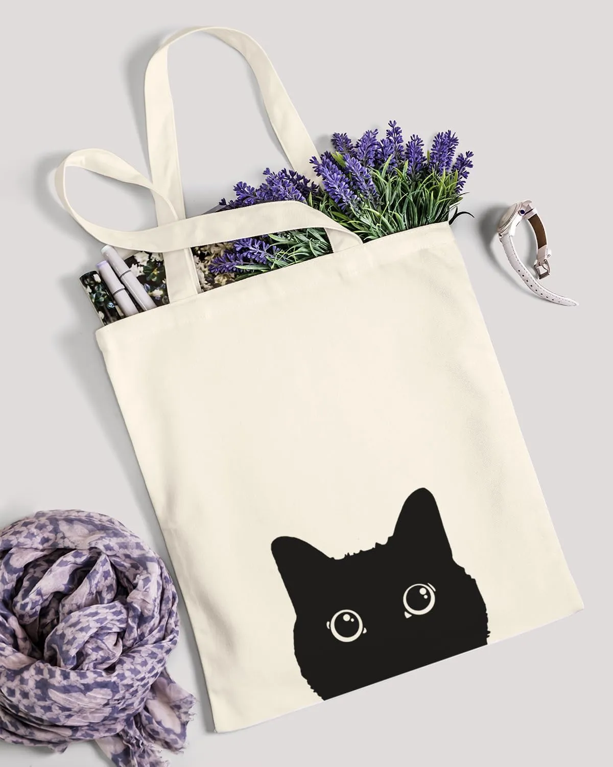 AUSVKAI Canvas Tote Bag Aesthetic for Women, Cute Reusable Cloth Cotton Bags for Shopping Beach Trendy Gifts
