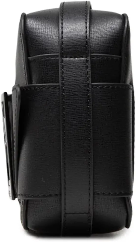 A|X Armani Exchange Women's Logo Placket Top Zip Camera Crossbody Bag, Black, ONE Size