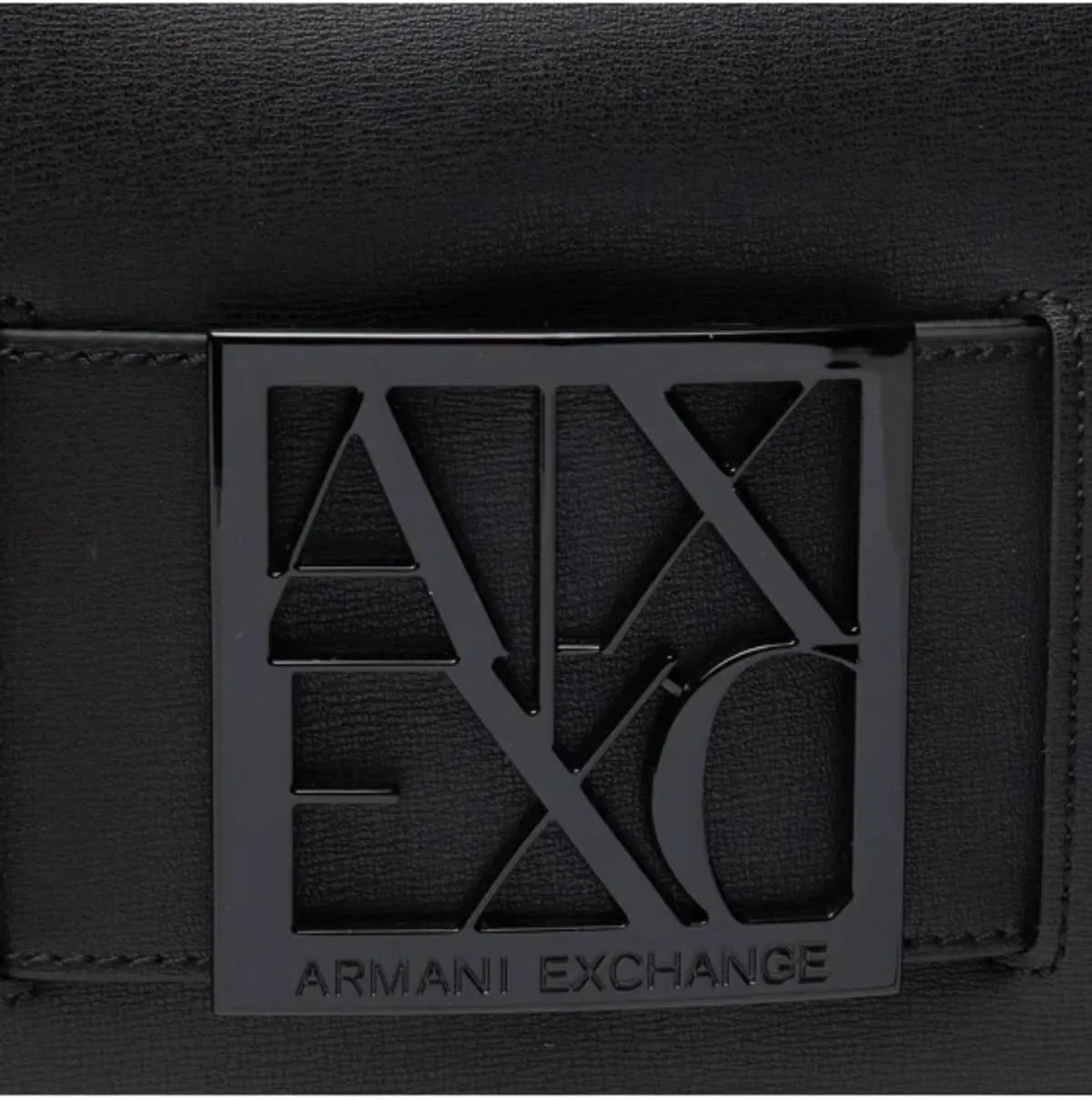 A|X Armani Exchange Women's Logo Placket Top Zip Camera Crossbody Bag, Black, ONE Size