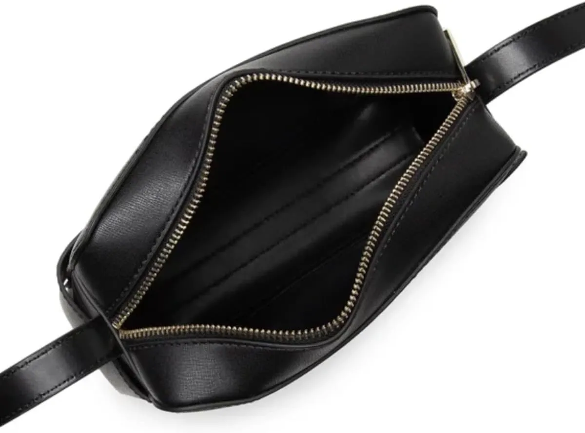 A|X Armani Exchange Women's Logo Placket Top Zip Camera Crossbody Bag, Black, ONE Size