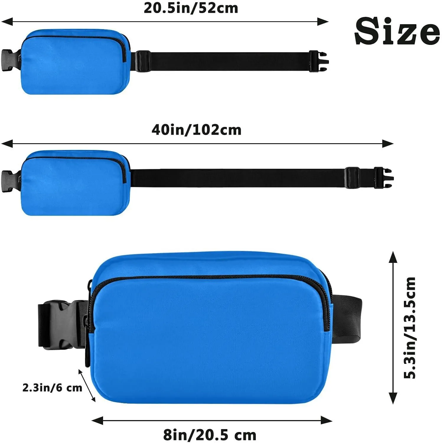 Azure Strap Bags for Women Crossbody Hip Bum Bag for Travel Shopping Hiking Cycling Running, 8 x 5.3 x 2.3 Inches