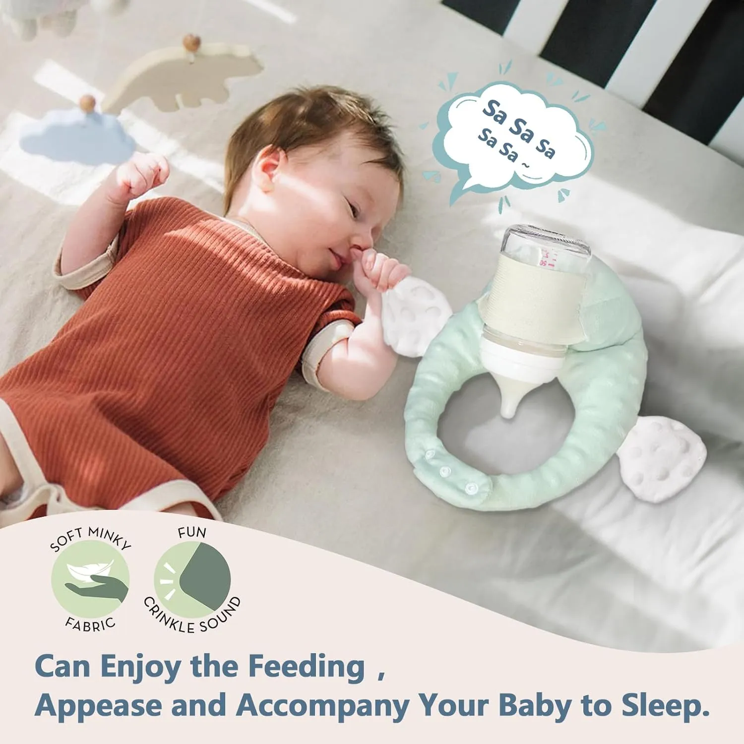Baby Bottle Holder,Bottle Holder for Baby self Feeding,Baby Bottle Holder Hands Free Feeding,Newborn Bottle Holder,Twin Baby Feeding Pillow,Newborn Essentials (Minty Green）