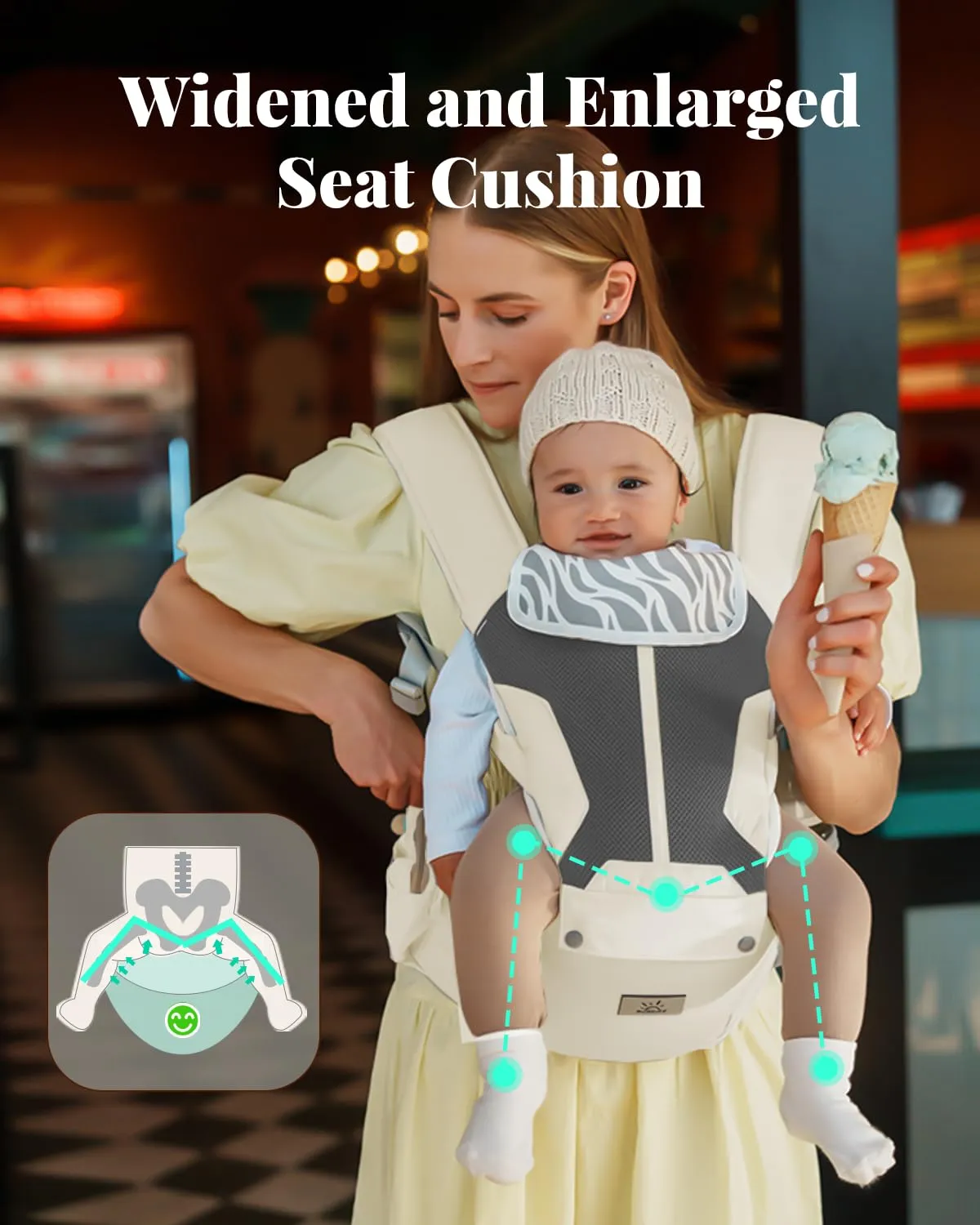 Baby Carrier - Newborn to Toddler, Ergonomic, Cozy and Breathable with Hip Seat for 7-50lbs