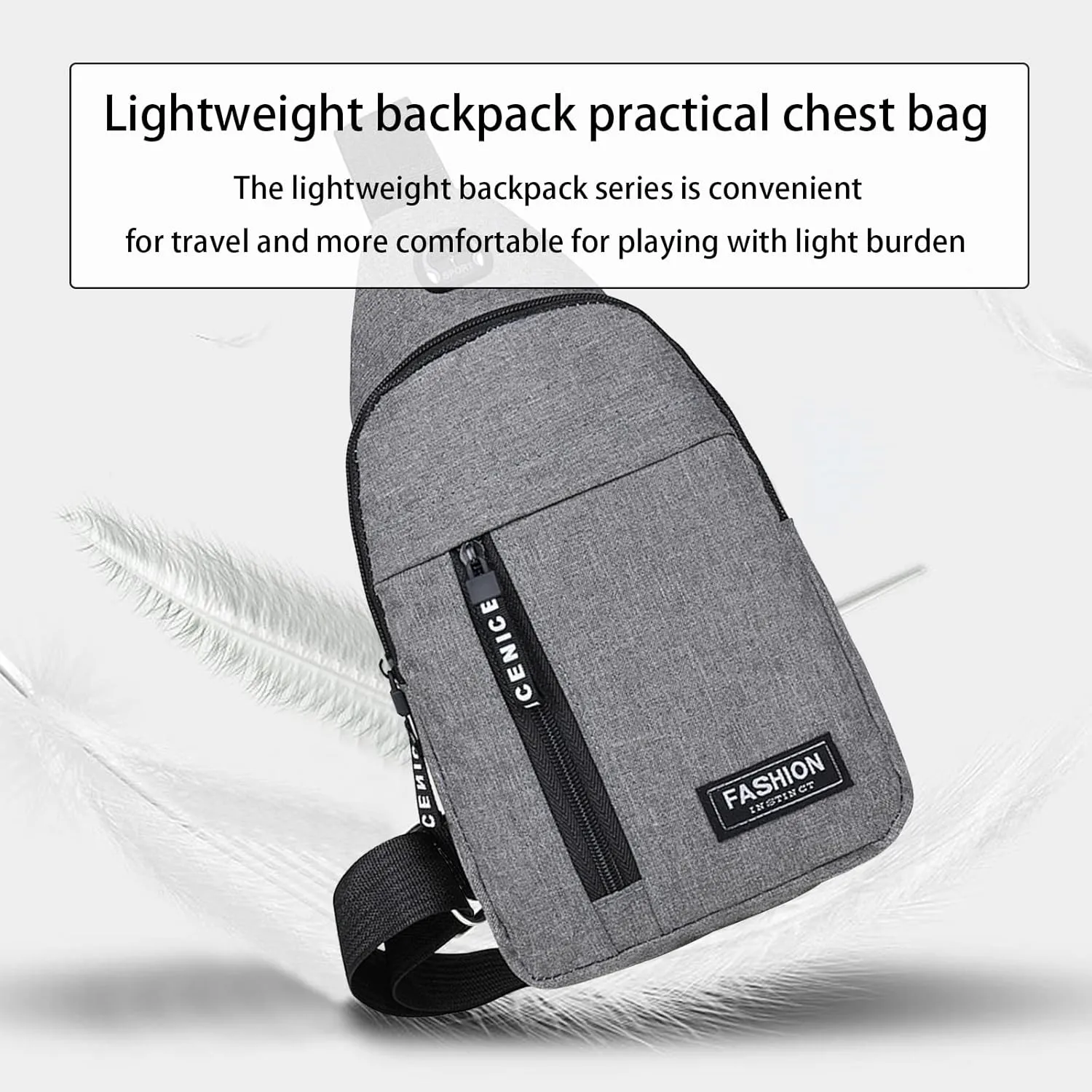Backpack Str𝘢p B𝘢g for Men Hiking Bag Sl𝘪ng Bag with Headphone Hole Backpack Travel Bags Chest Bag